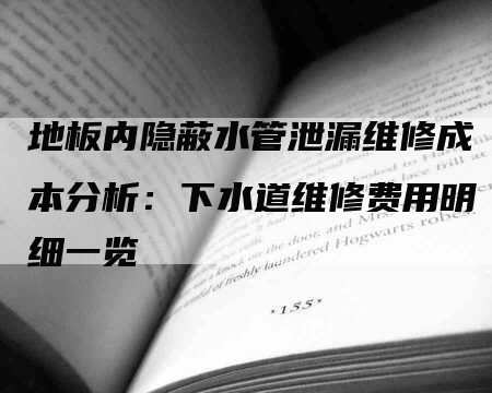 地板内隐蔽水管泄漏维修成本分析：下水道维修费用明细一览